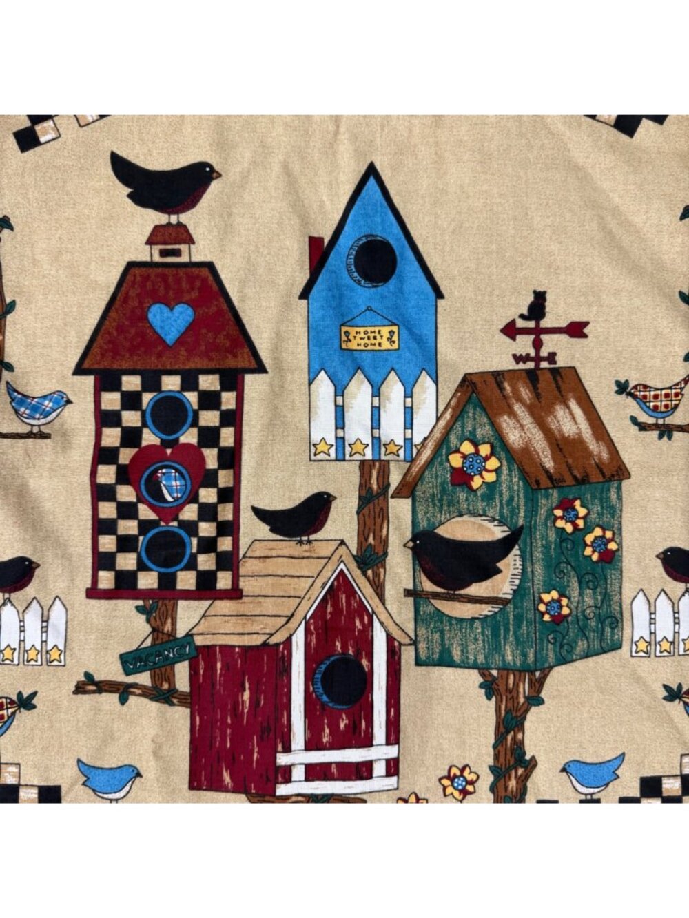 Handmade Womens Vest Folk Art Birds Birdhouse Cottagecore Button Front Vintage - Picture 4 of 5